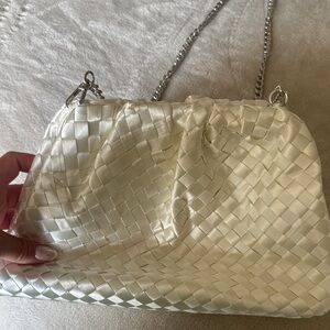 Elegant Cream Woven Handbag
